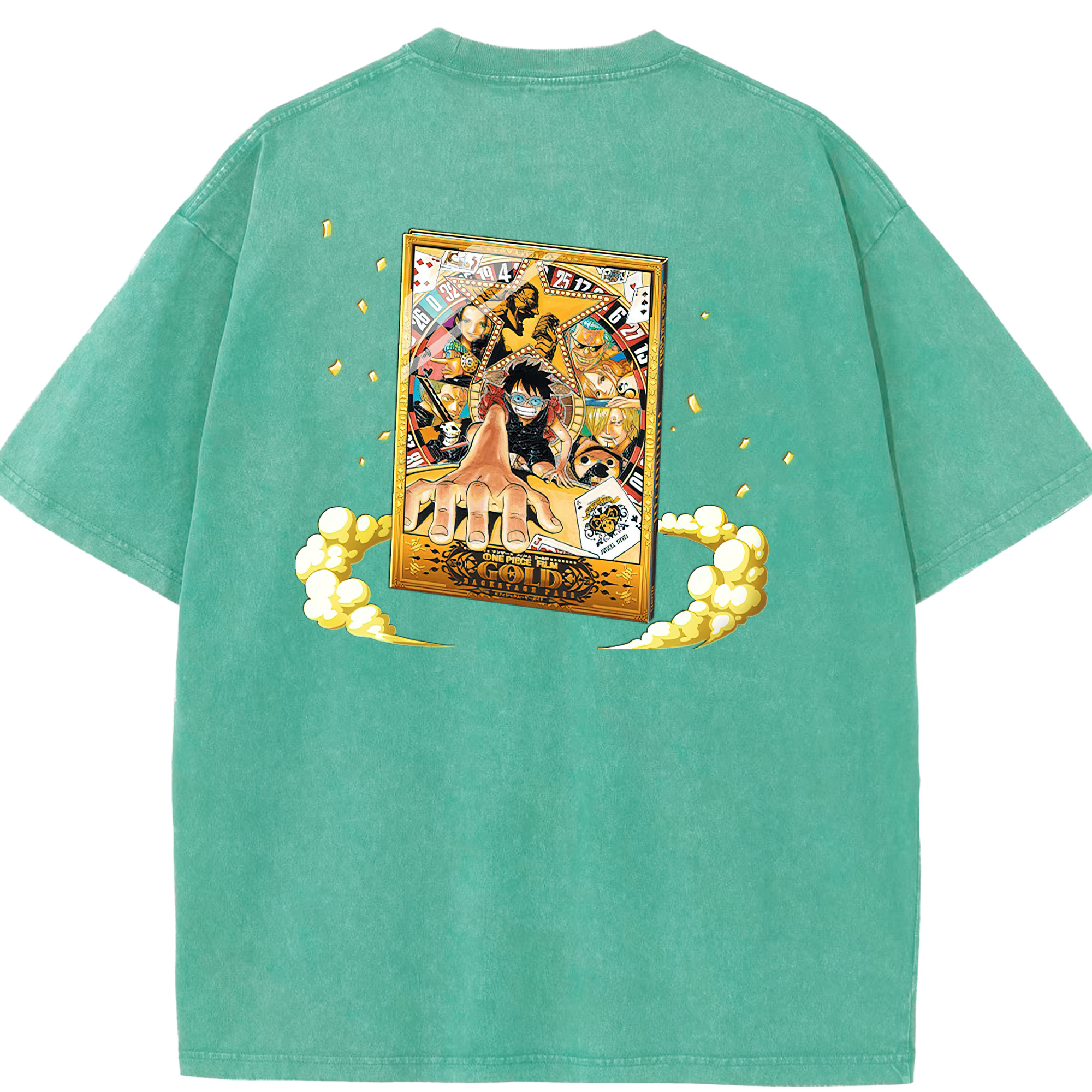 ワンピース モンキー・D・ルフィ ONE PIECE Monkey D. Luffy 綿100% ヴィンテージ風 半袖Tシャツ（背面プリント）